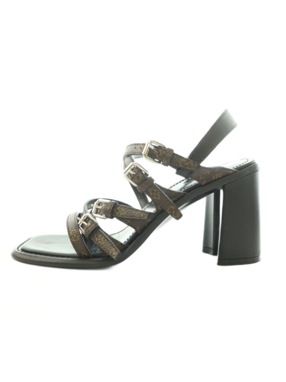 Louis Vuitton Berlin Sandal Monogram Canvas Strap Square Toe Chunky Heels Logo - Picture 2 of 8